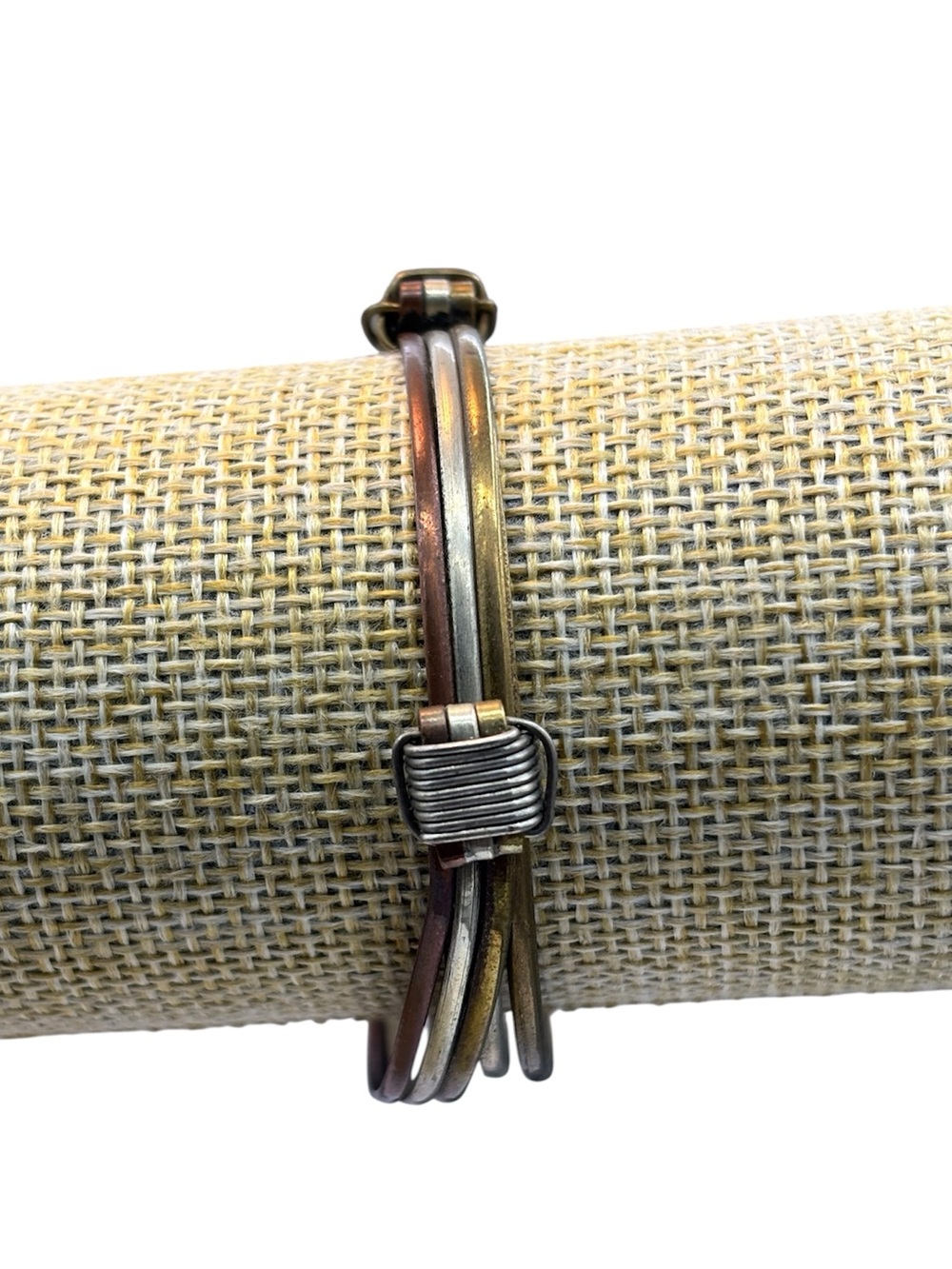 Tri-Color Gold Silver and Copper Wire Adjustable Bracelet